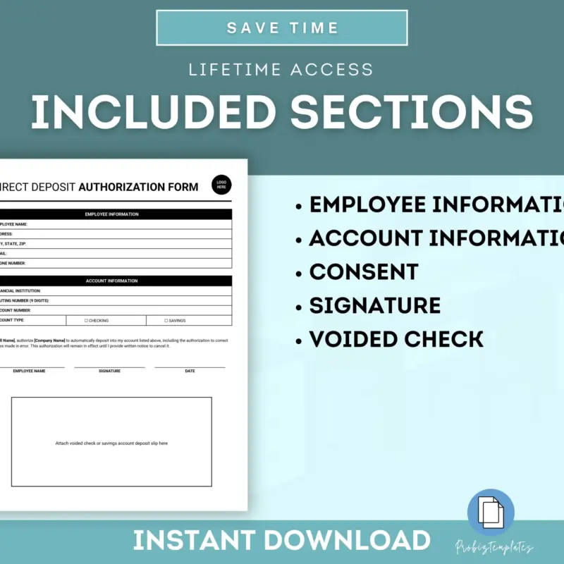 Direct Deposit Authorization Form | ProBizTemplates