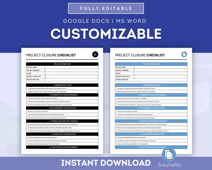 Project Closure Checklist | ProBizTemplates