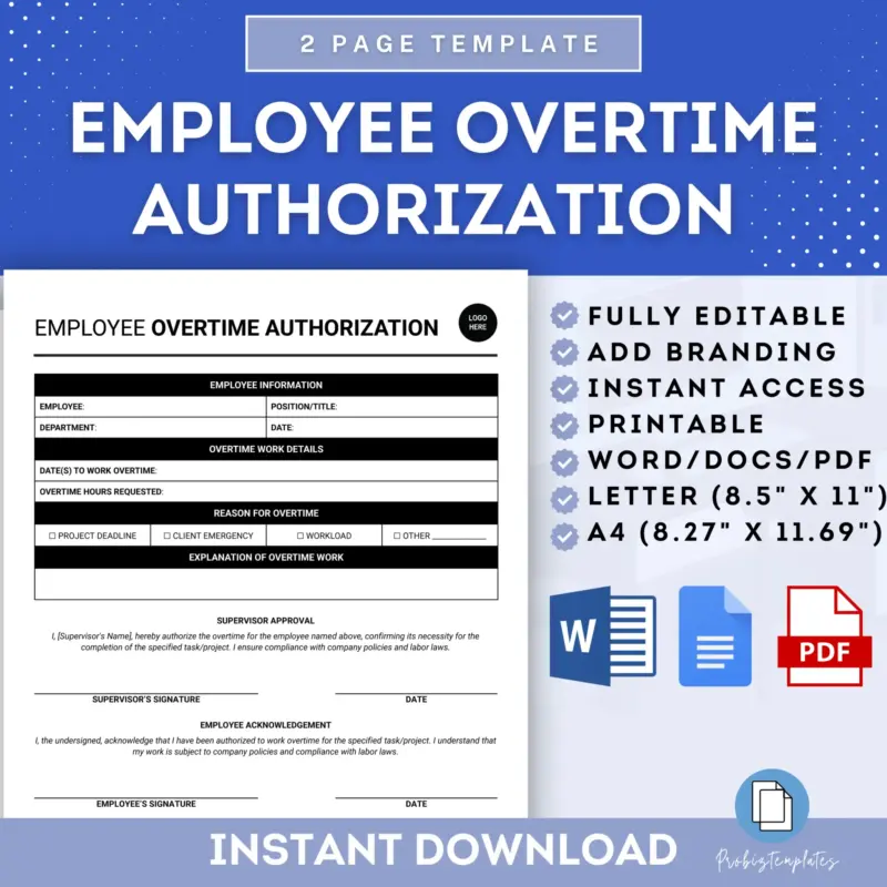 Employee Overtime Authorization Form