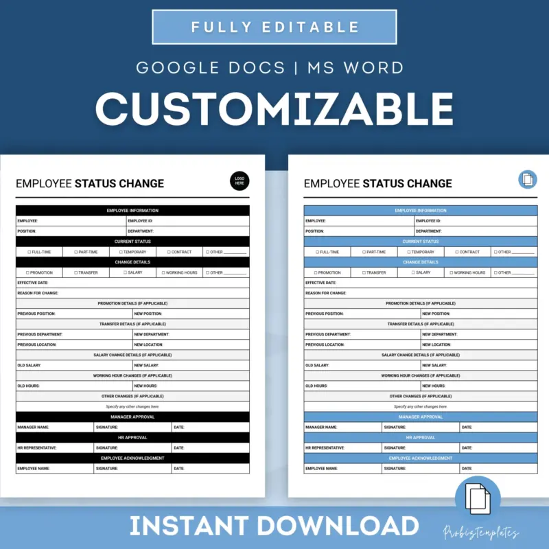 Employee Status Change | ProBizTemplates