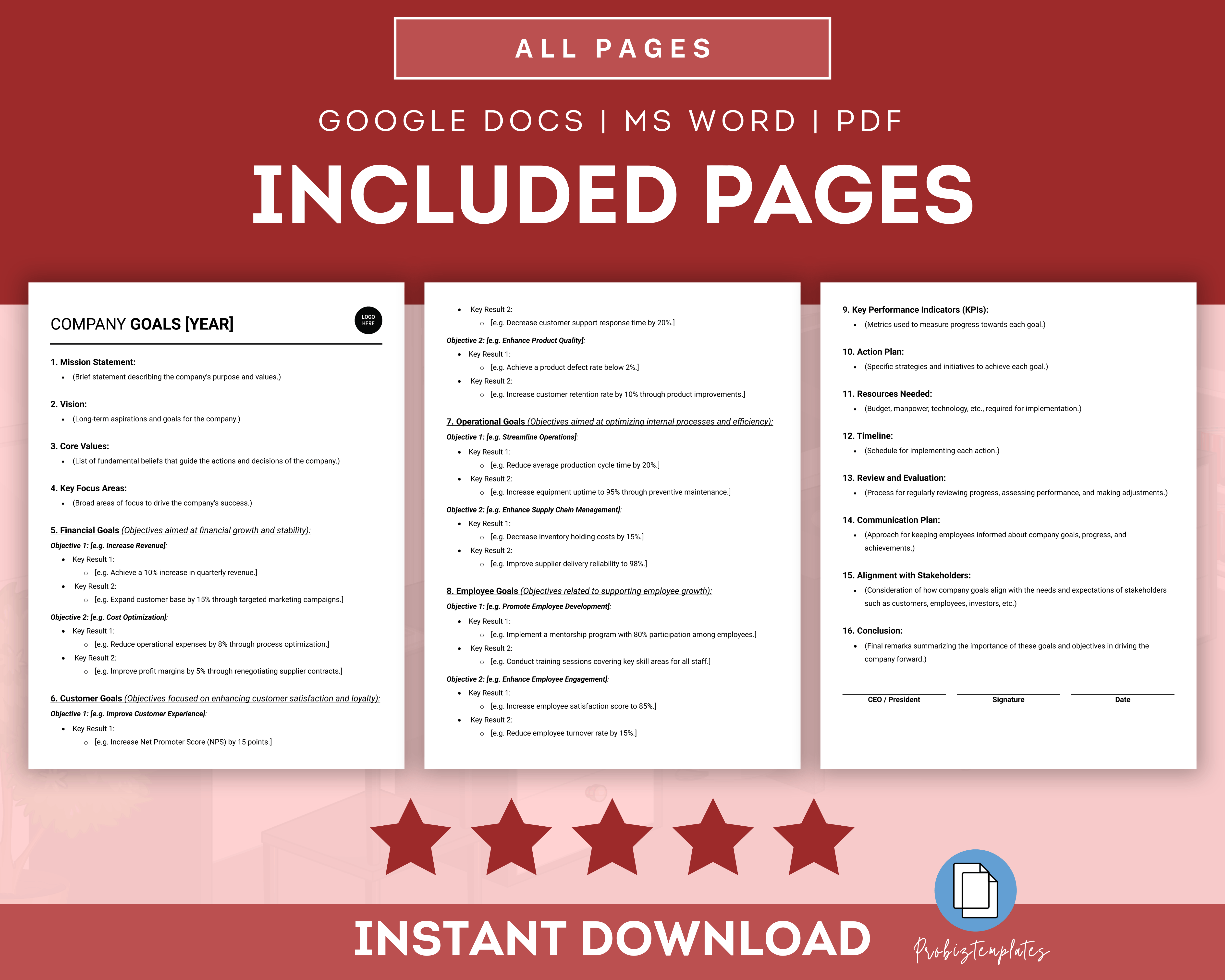 Company Goals For The Year Template - Image 2