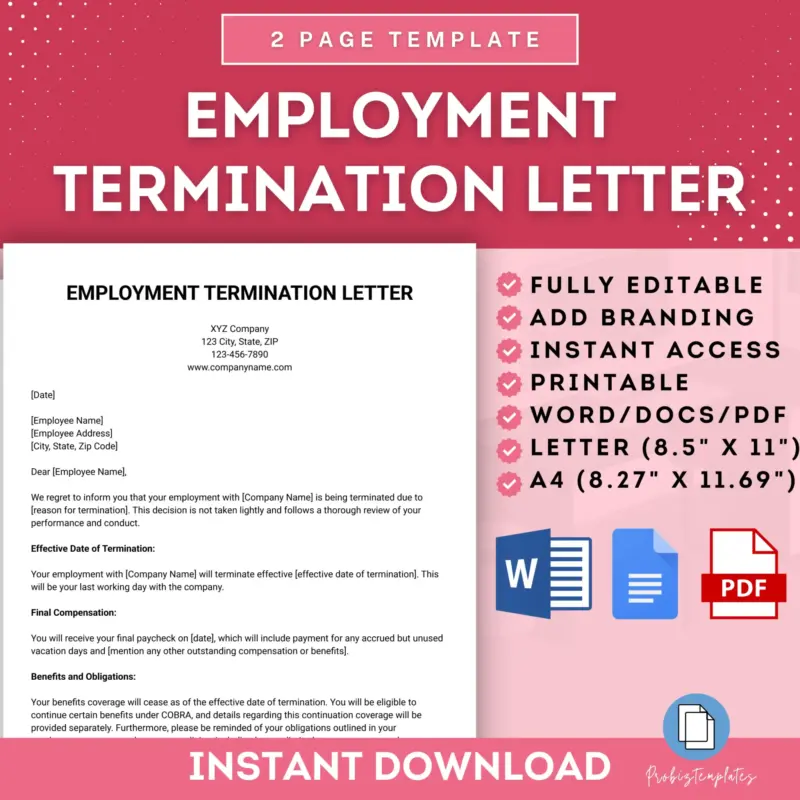 Employment Termination Letter Template