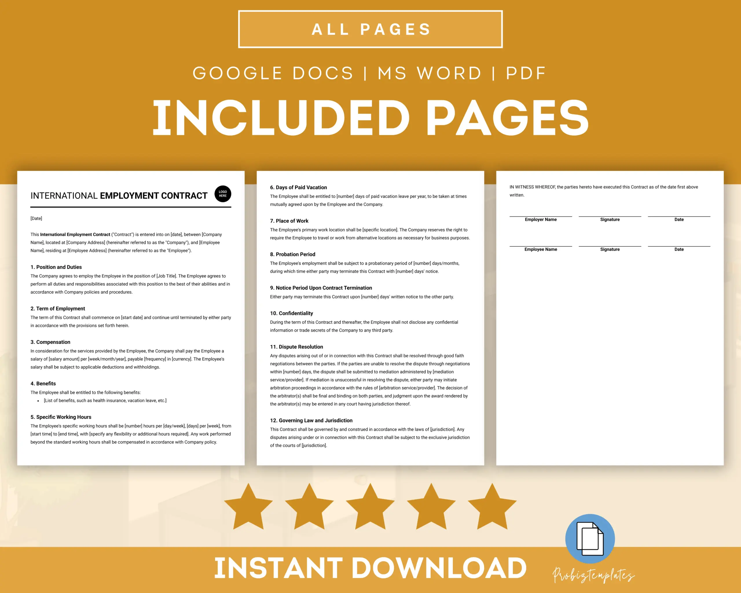 International Employment Contract Agreement Template - Image 2