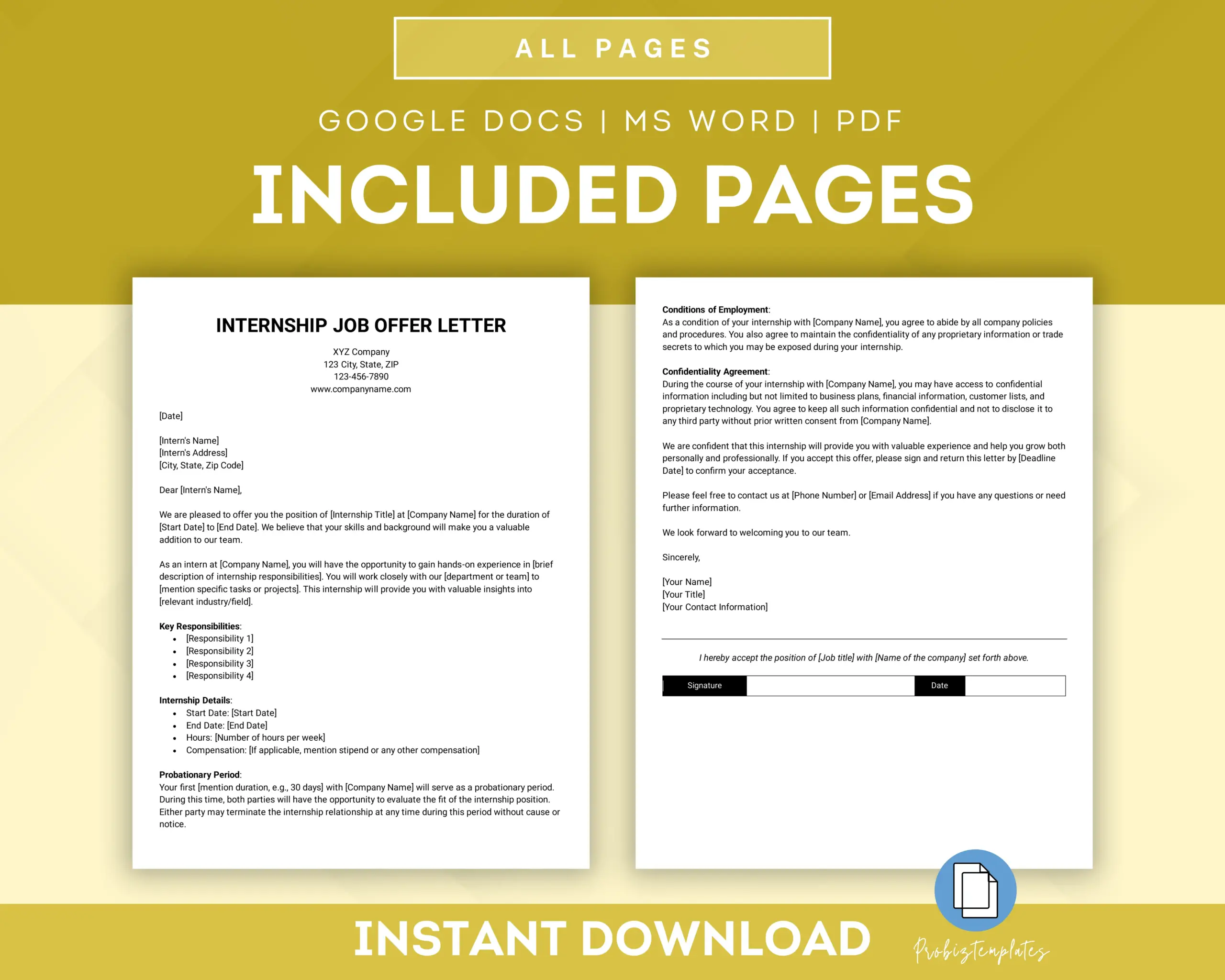 Internship Job Offer Letter Template - Image 2