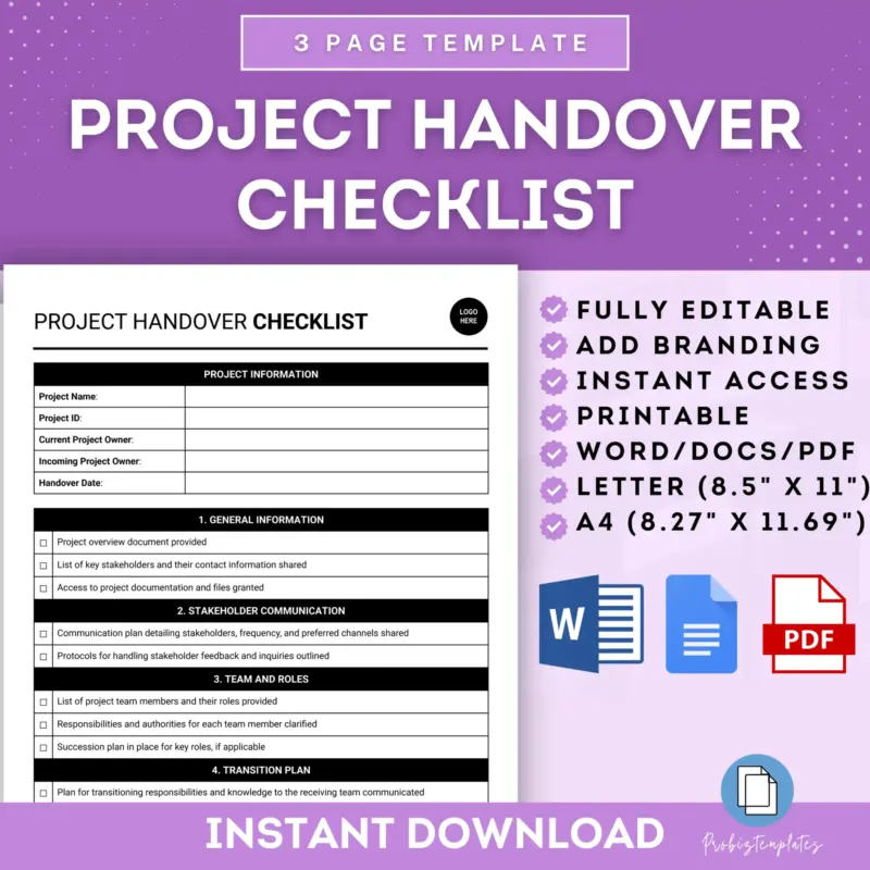 Project Handover Checklist Template