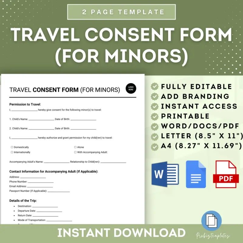 Travel Consent Form (For Minors)