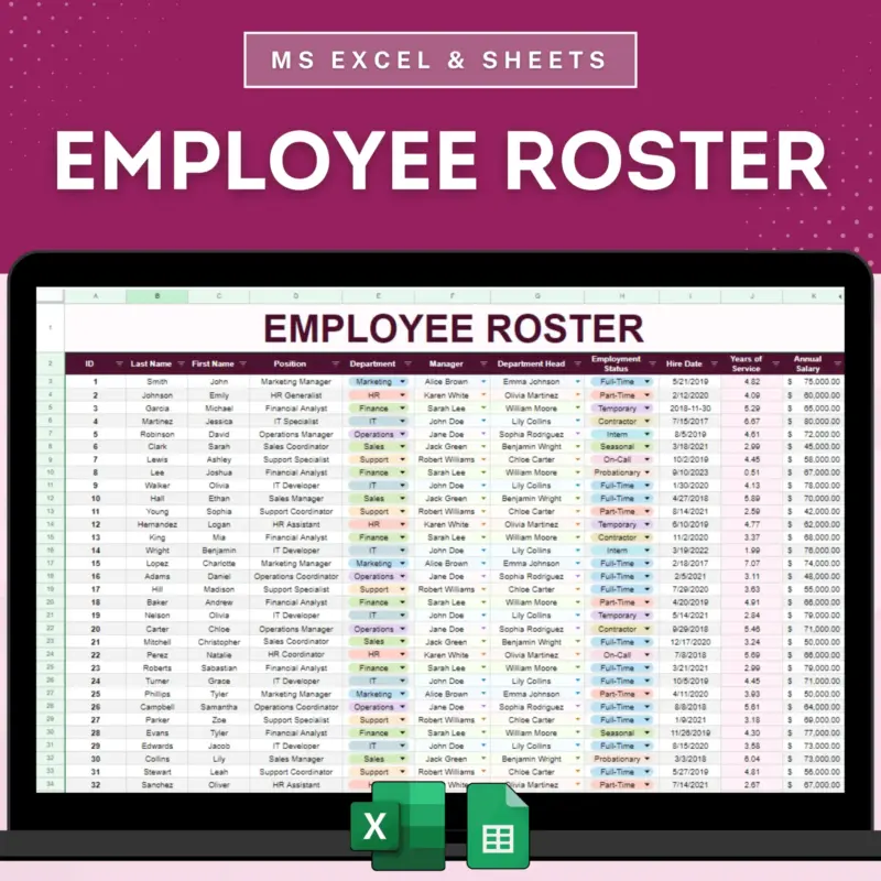 Employee Roster Template