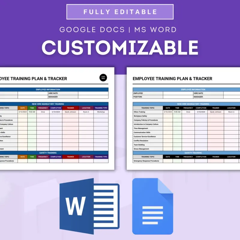 Employee Training Plan And Tracker | ProBizTemplates