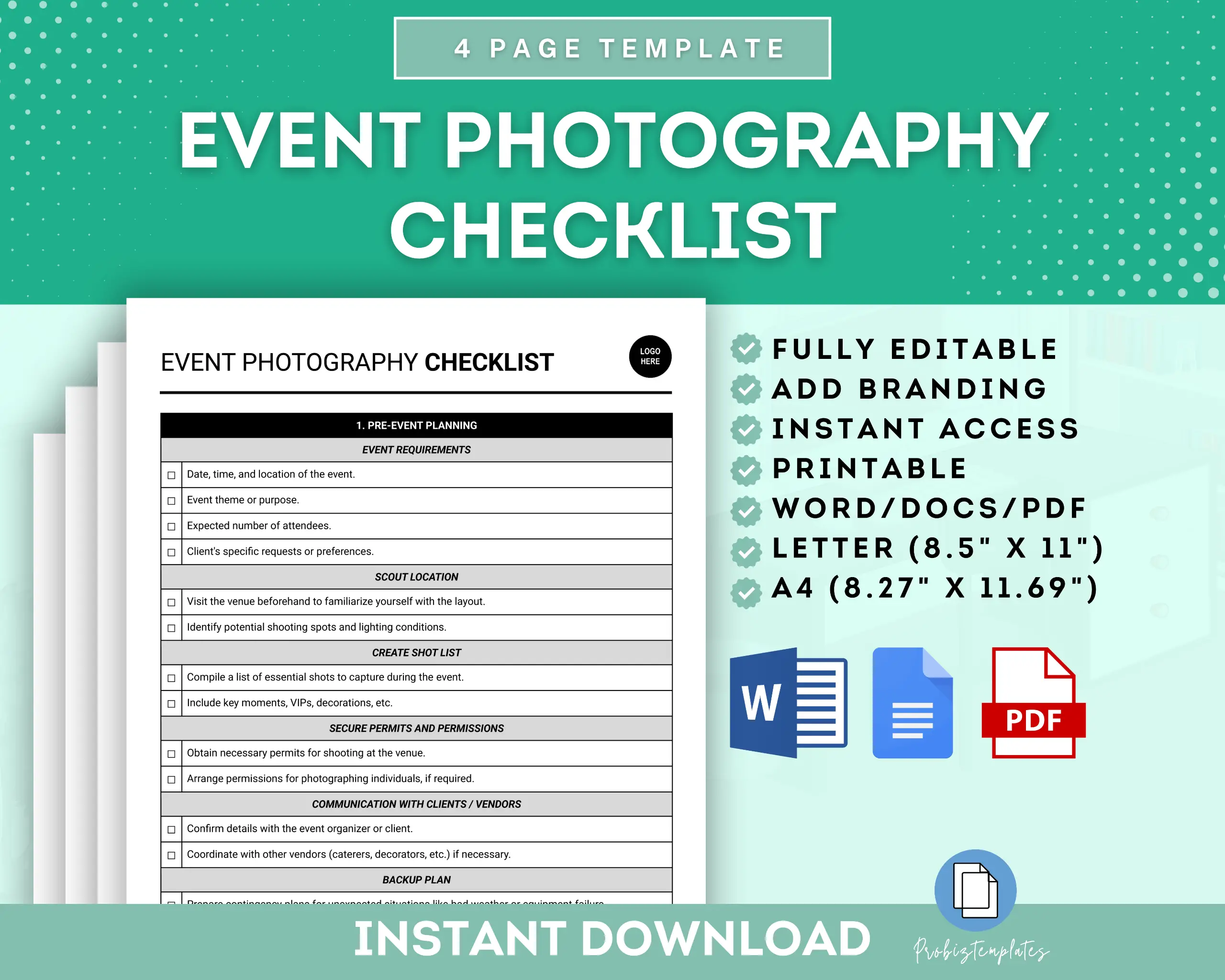 Event Photography Checklist Template