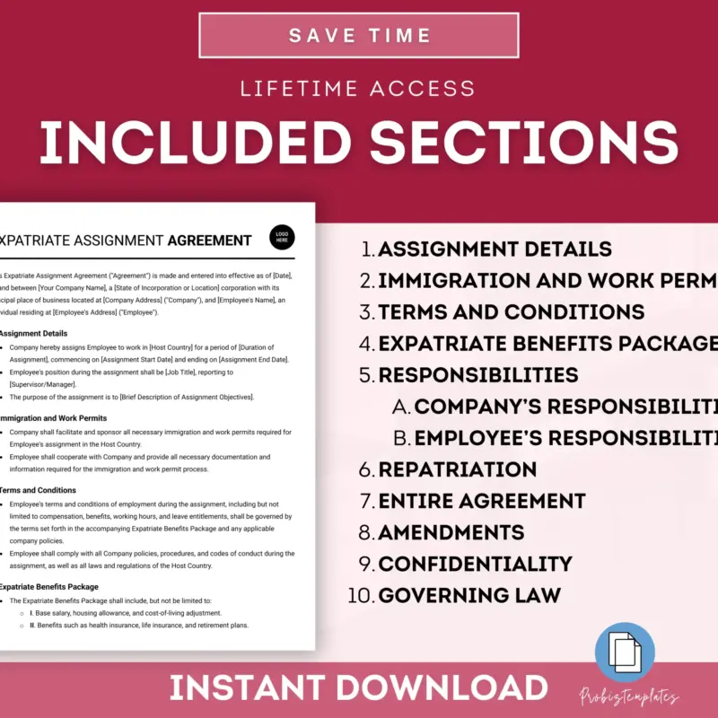 Expatriate Assignment Agreement Template | ProBizTemplates