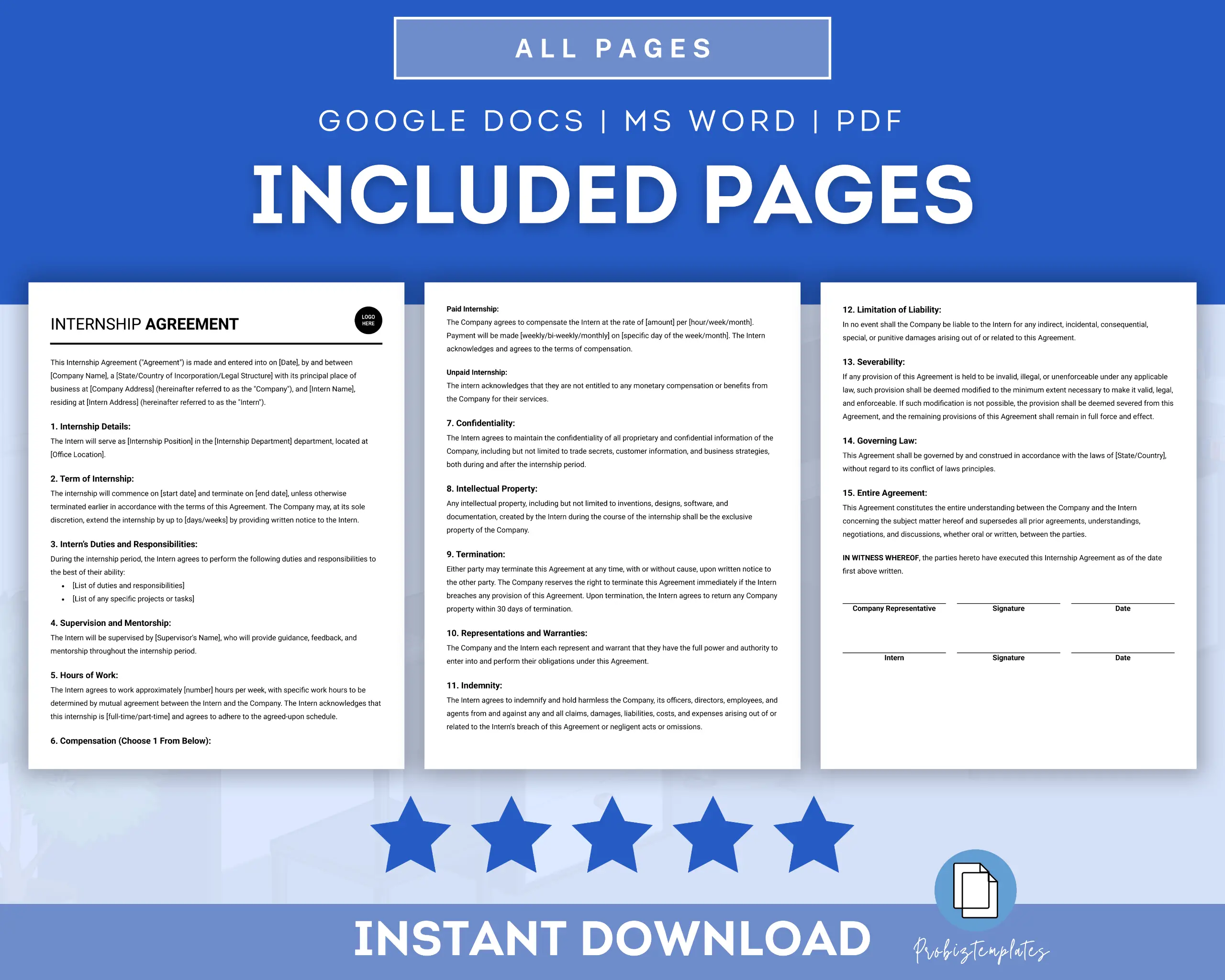 Internship Agreement Template - Image 2