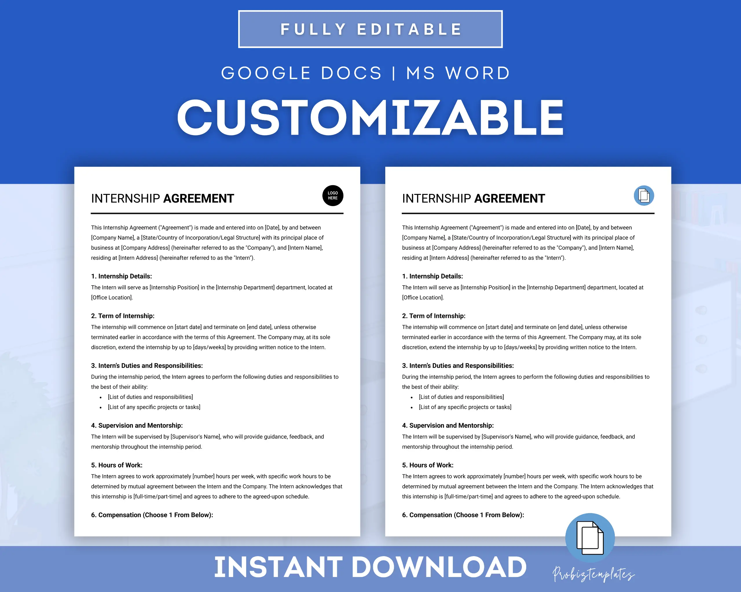 Internship Agreement Template - Image 3