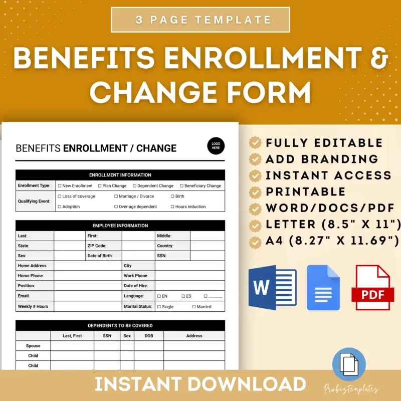 Benefits Enrollment And Change Form