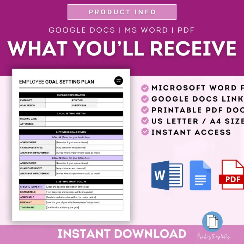 Employee Goal Setting Plan & Review Template | ProBizTemplates