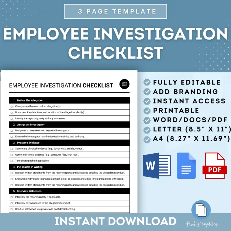 Employee Misconduct Investigation Checklist