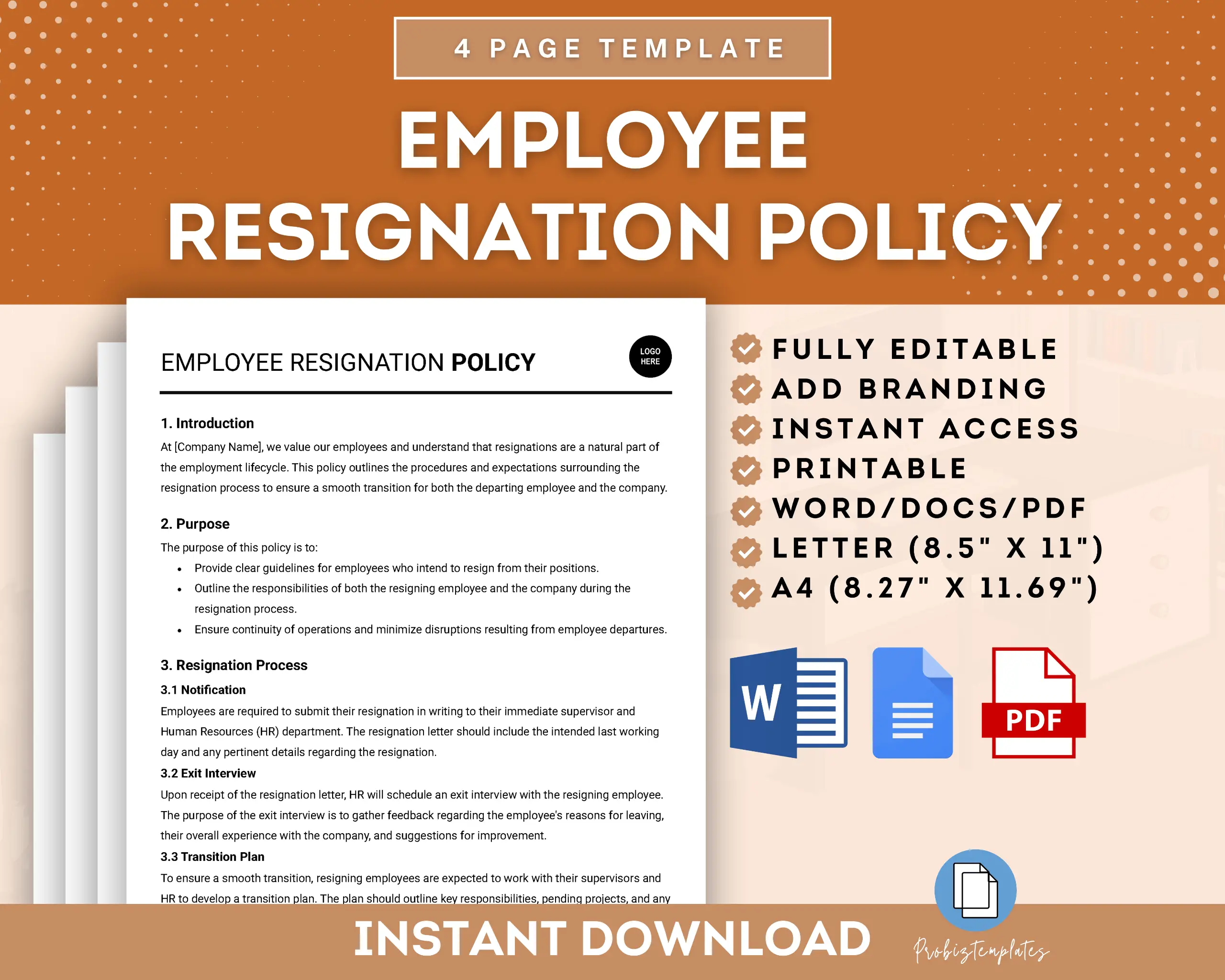 Employee Resignation Policy Template