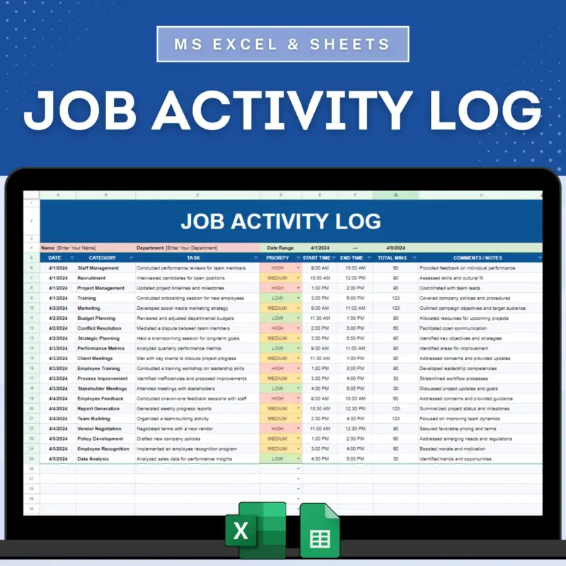 Job Activity Log Template