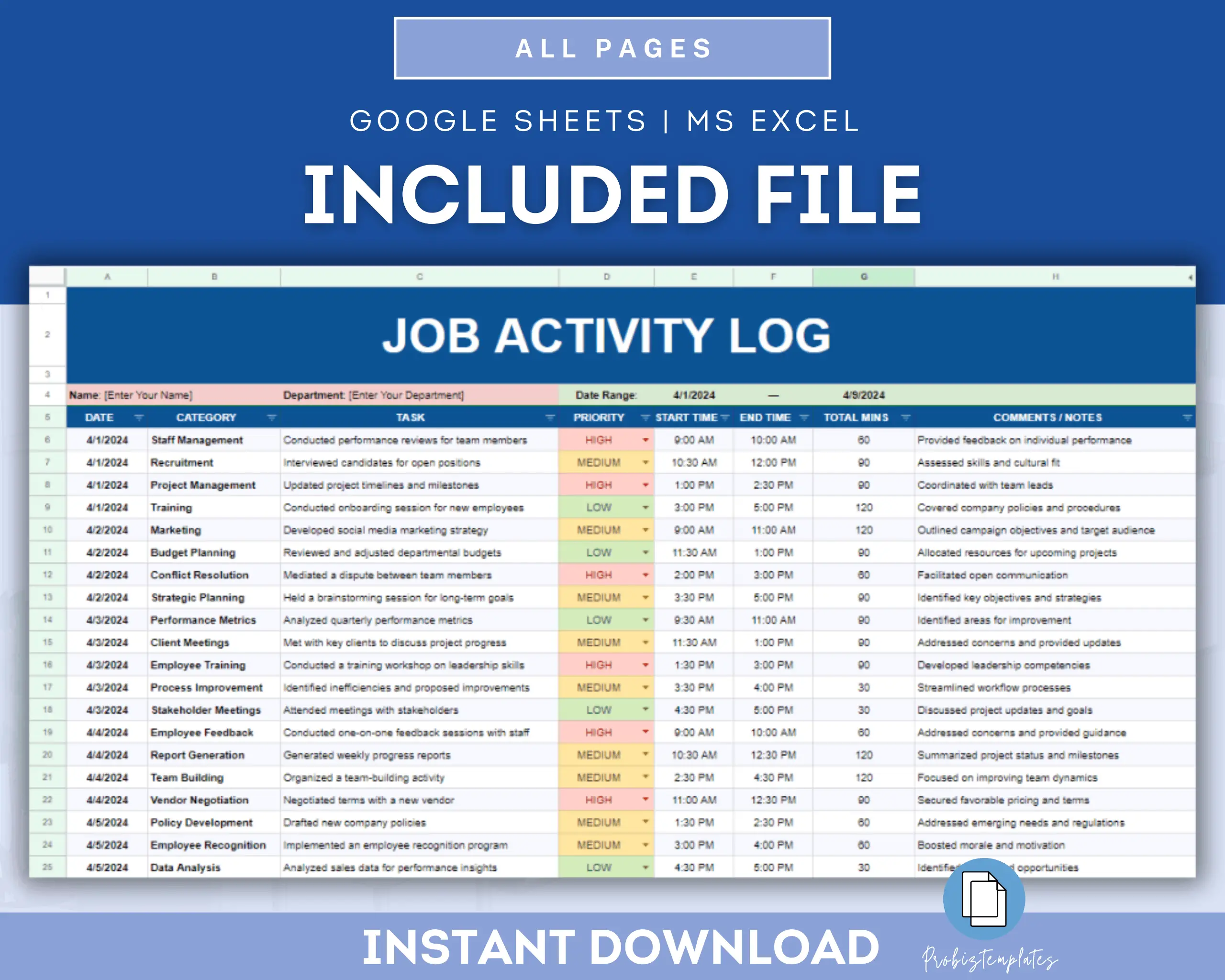 Job Activity Log Template - Image 2