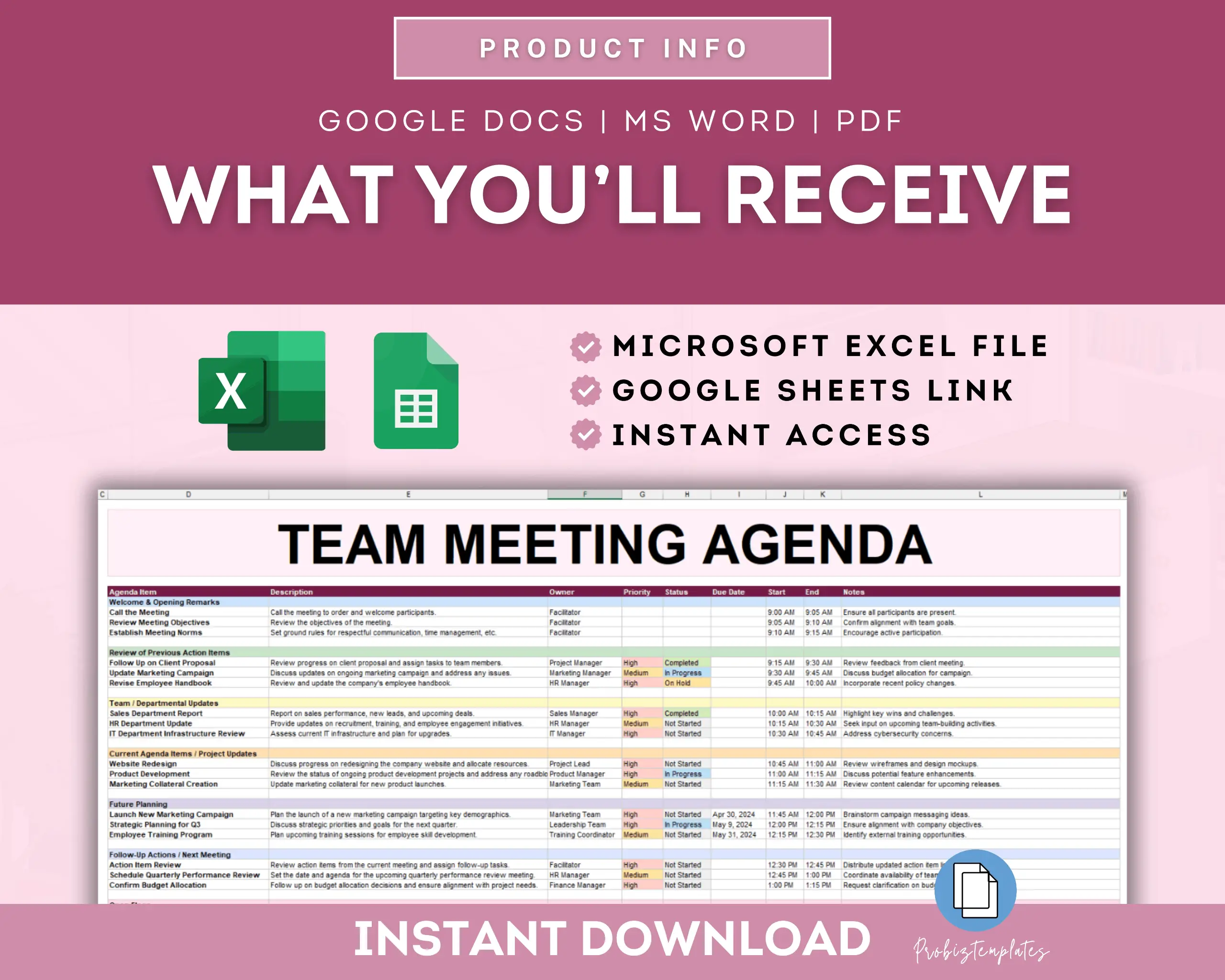 Team Meeting Agenda Spreadsheet Template - Image 6