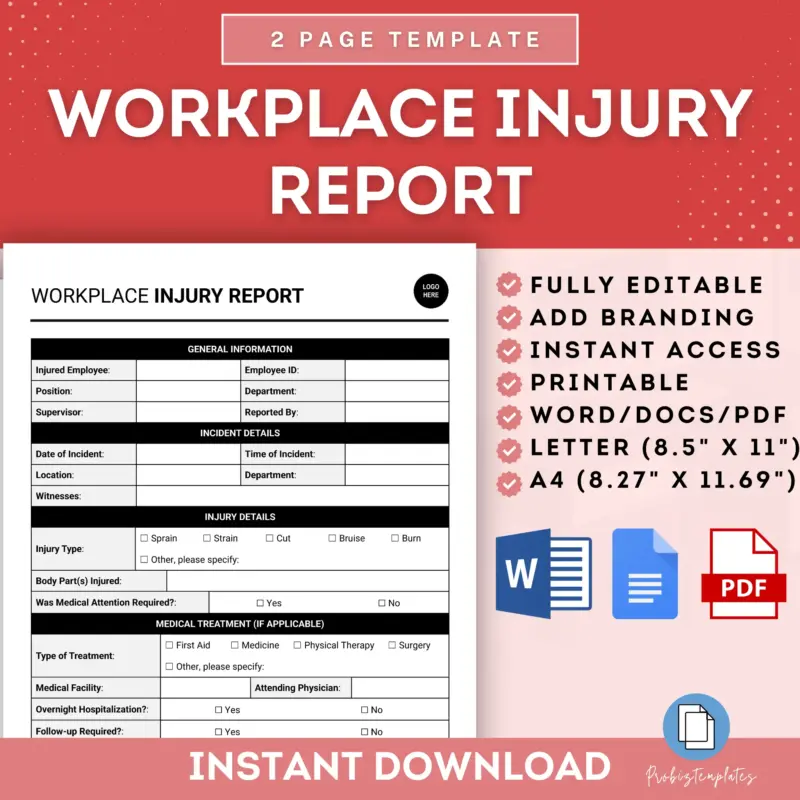 Workplace Injury Report Form