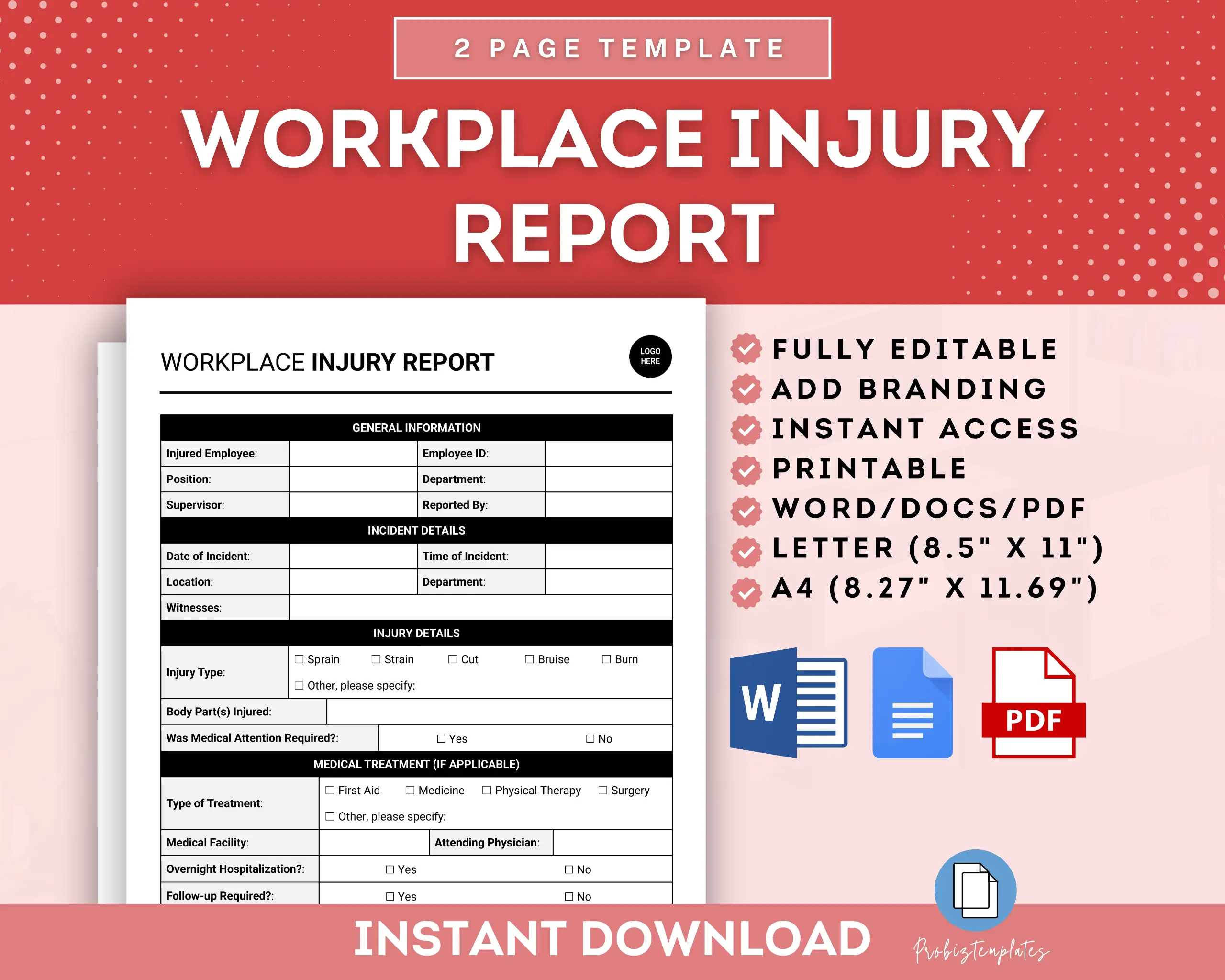 Workplace Injury Report Form
