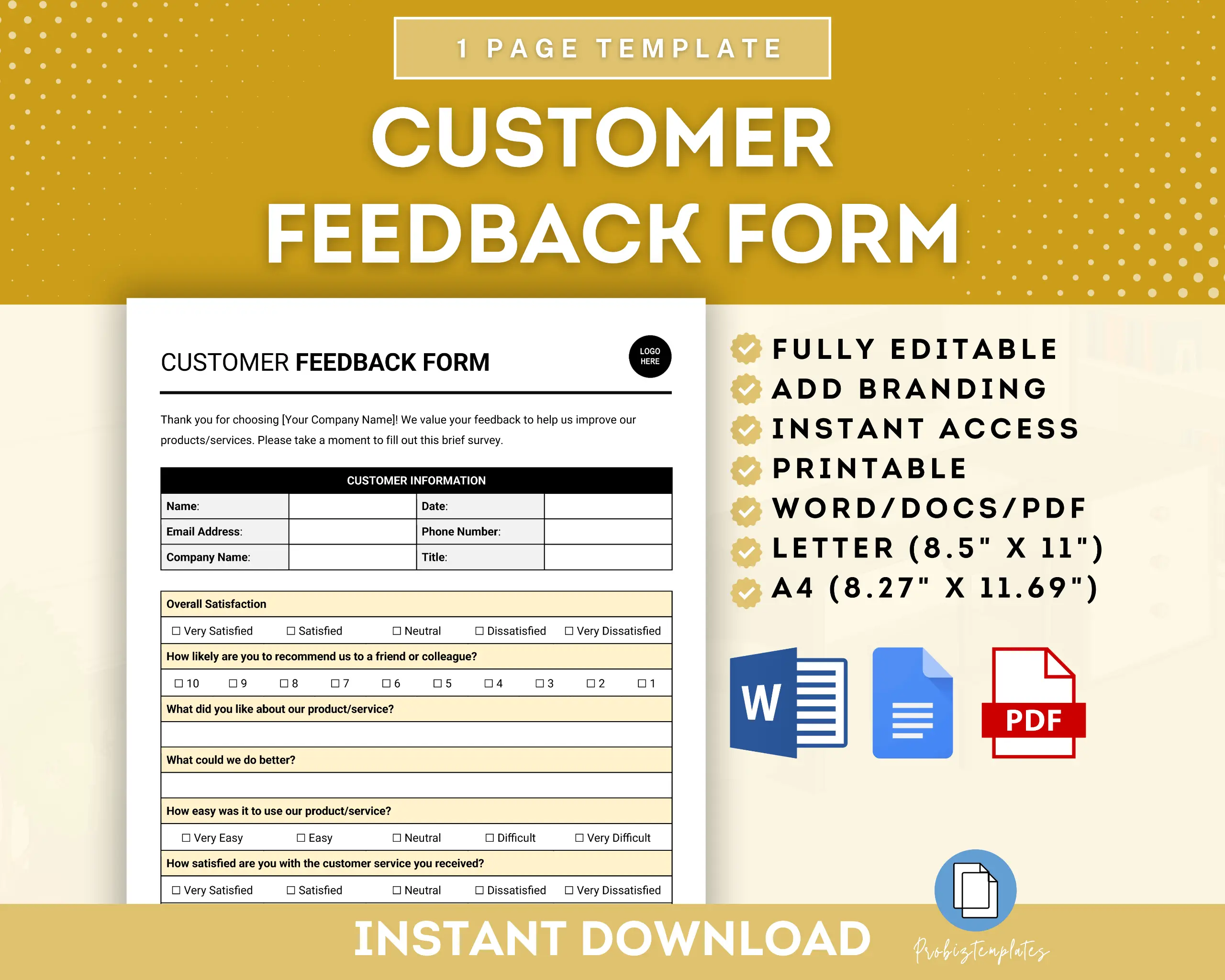 Customer Feedback Form Template