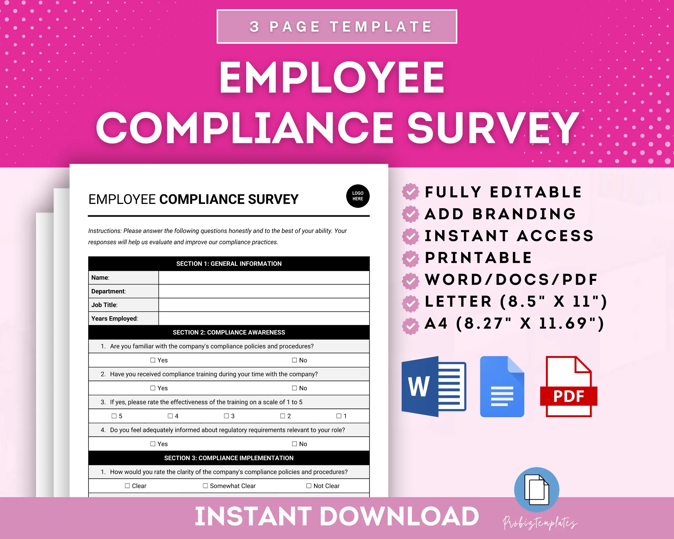 Employee Compliance Survey Template