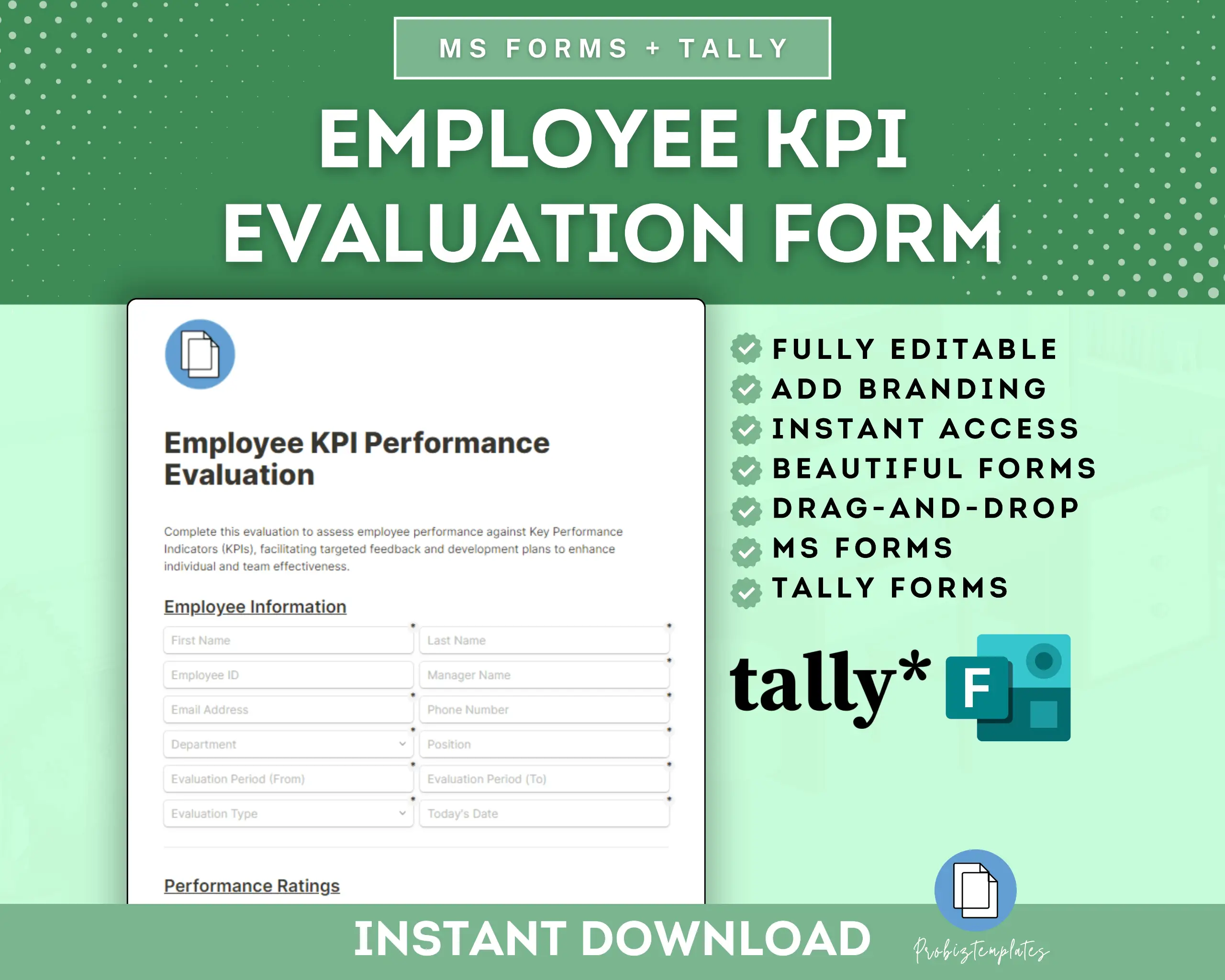 Employee KPI Performance Evaluation Online Form Template