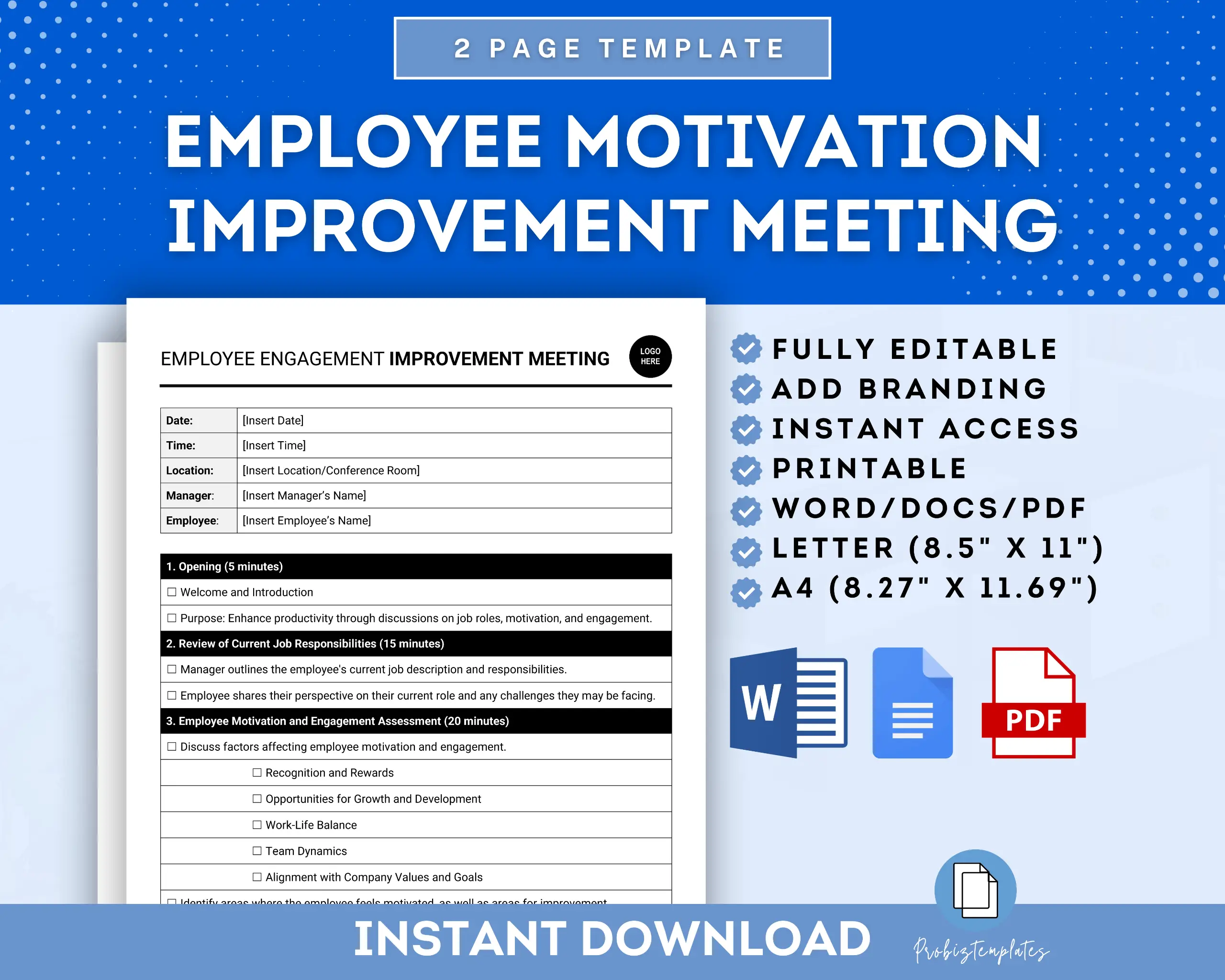 Employee Motivation Improvement Meeting Agenda Template