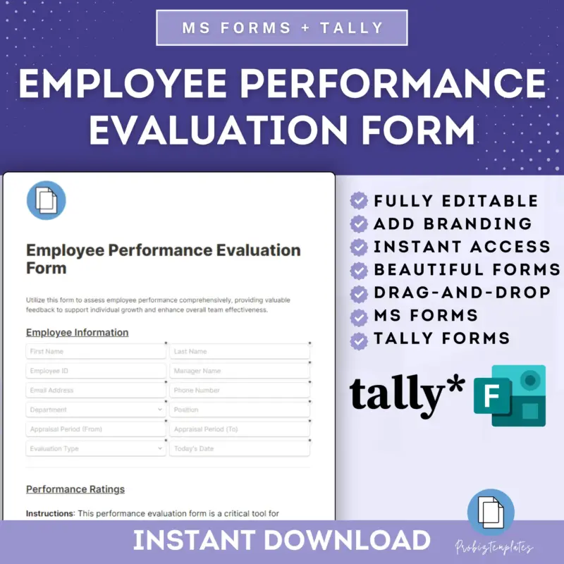 Employee Performance Evaluation Online Form Template