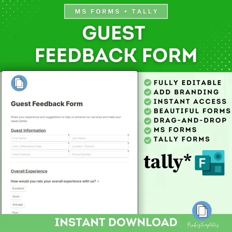 Guest Feedback Online Form Template