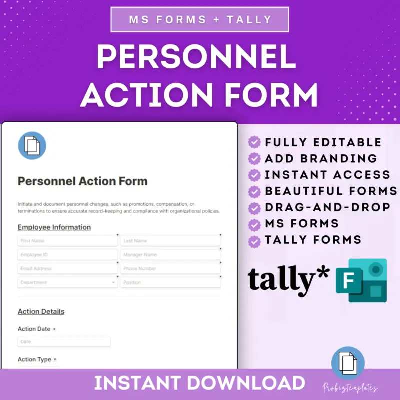 Personnel Action Online Form Template
