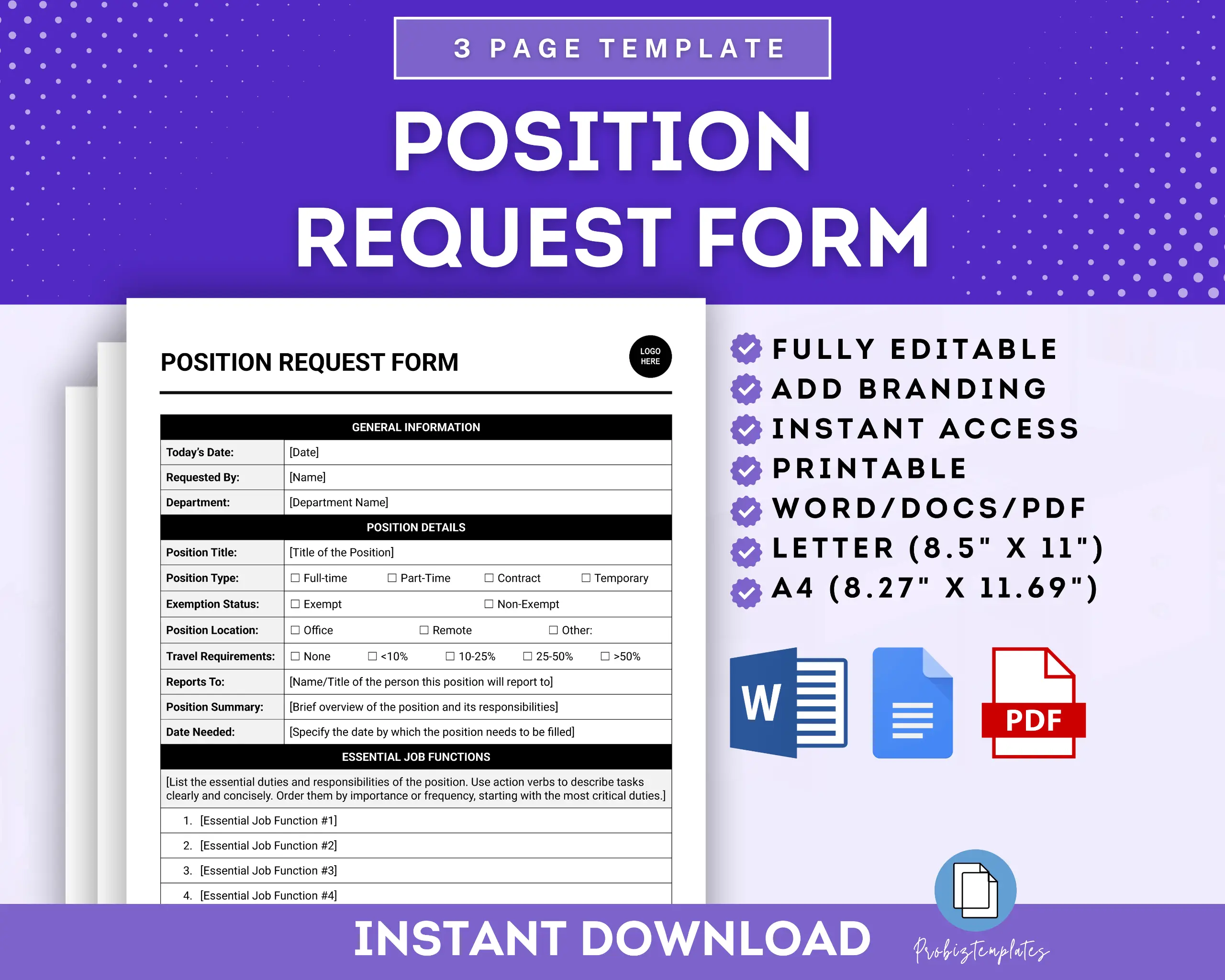 Position Request Form Template