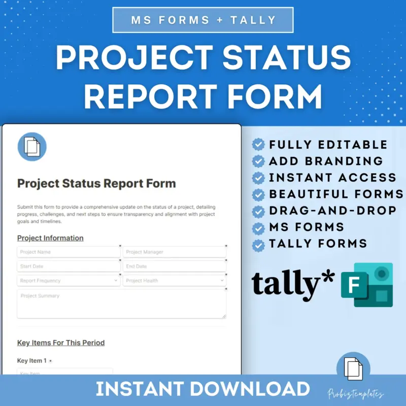 Project Status Report Online Form Template