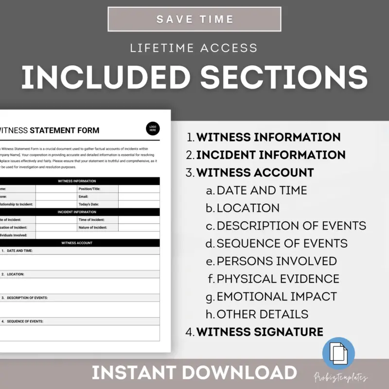 Witness Statement Form Template | ProBizTemplates
