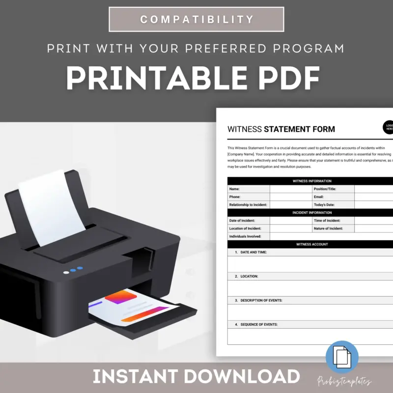 Witness Statement Form Template | ProBizTemplates
