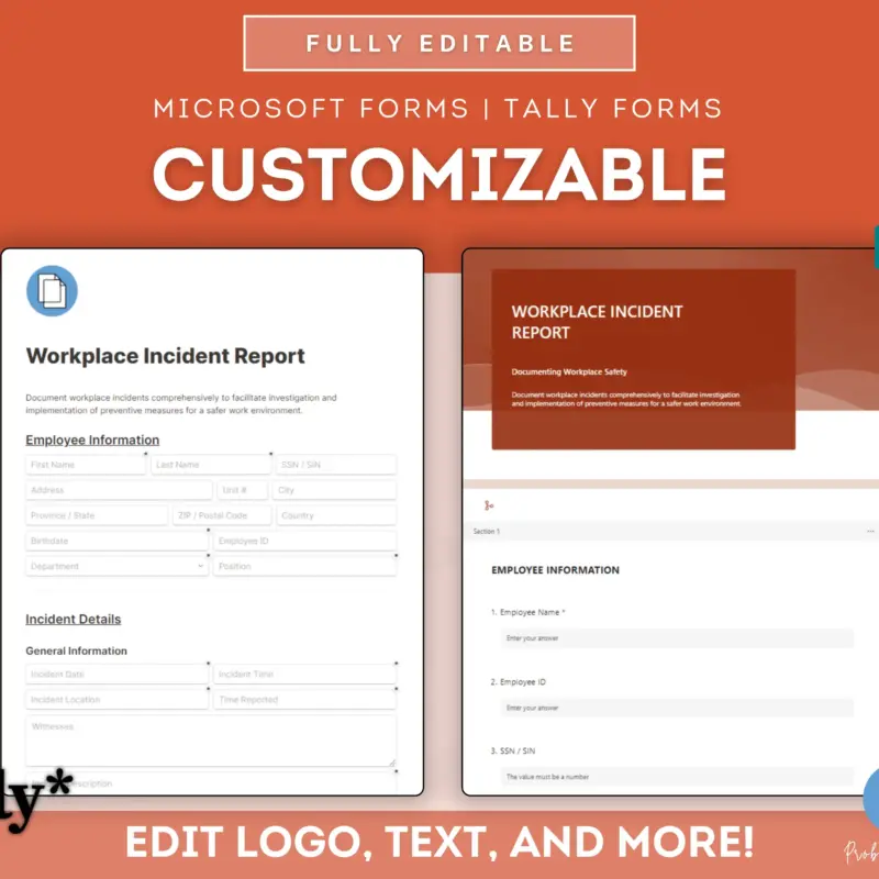 Workplace Incident Report Online Form Template | ProBizTemplates