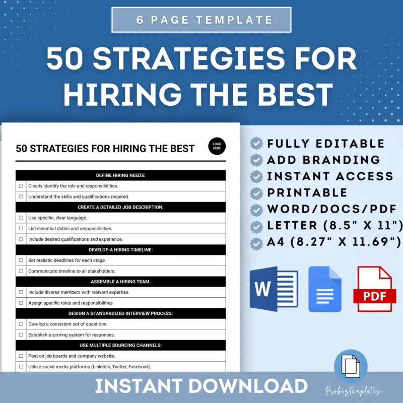 50 Strategies For Hiring The Best Checklist