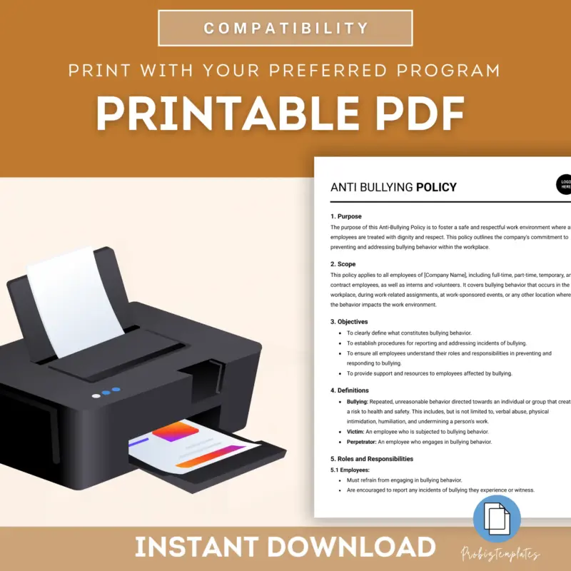 Anti Bullying Policy Template | ProBizTemplates