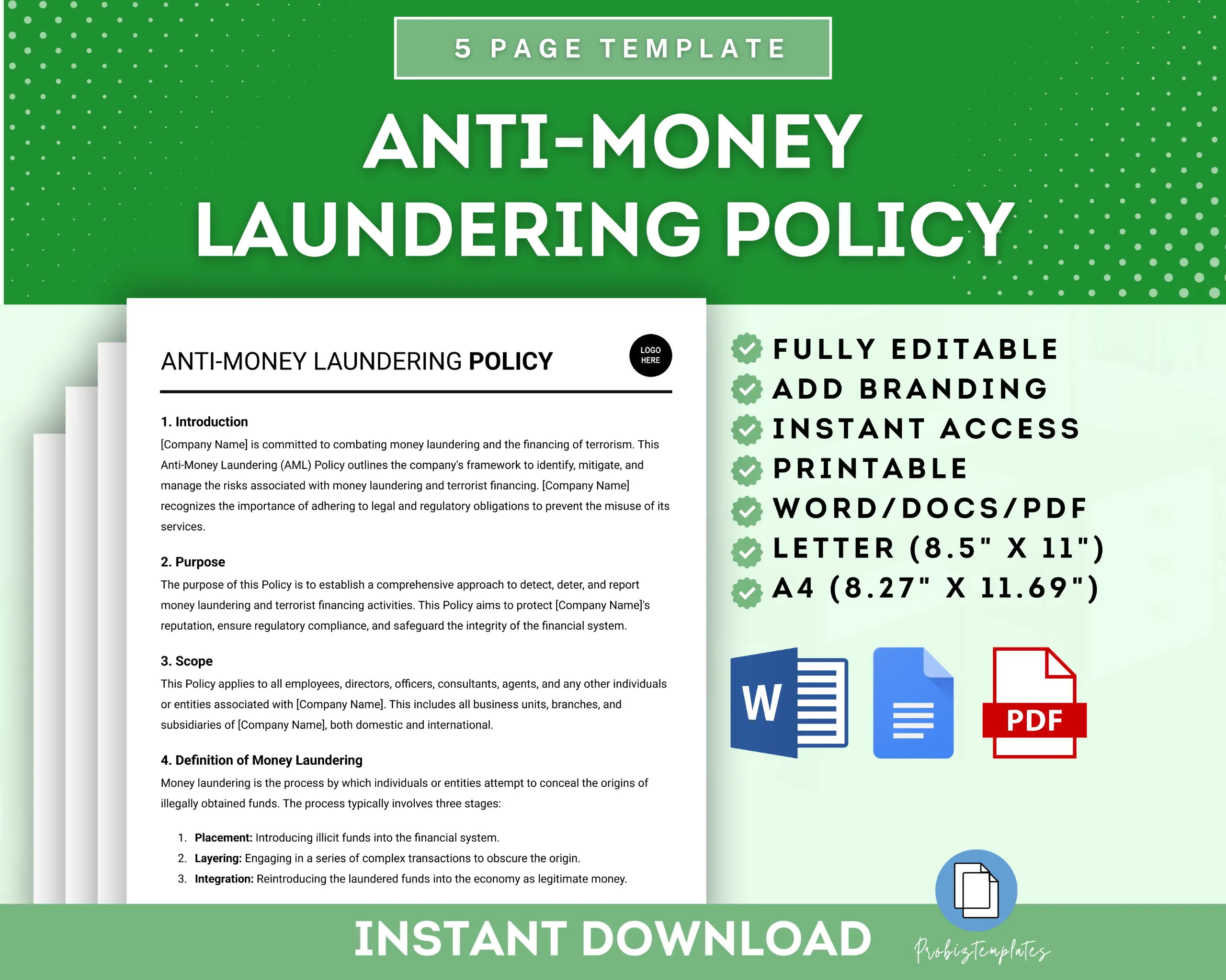 Anti-Money Laundering Policy Template