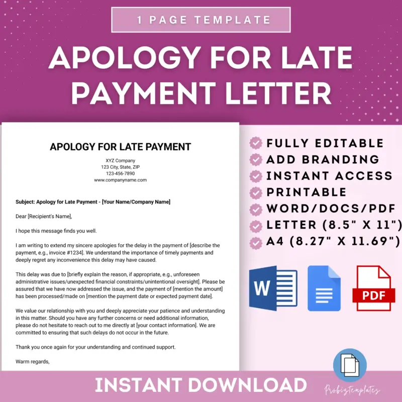Apology For Late Payment Template