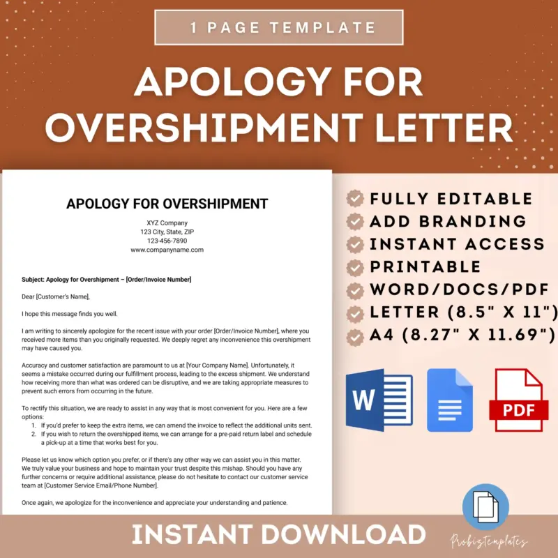 Apology For Overshipment Template