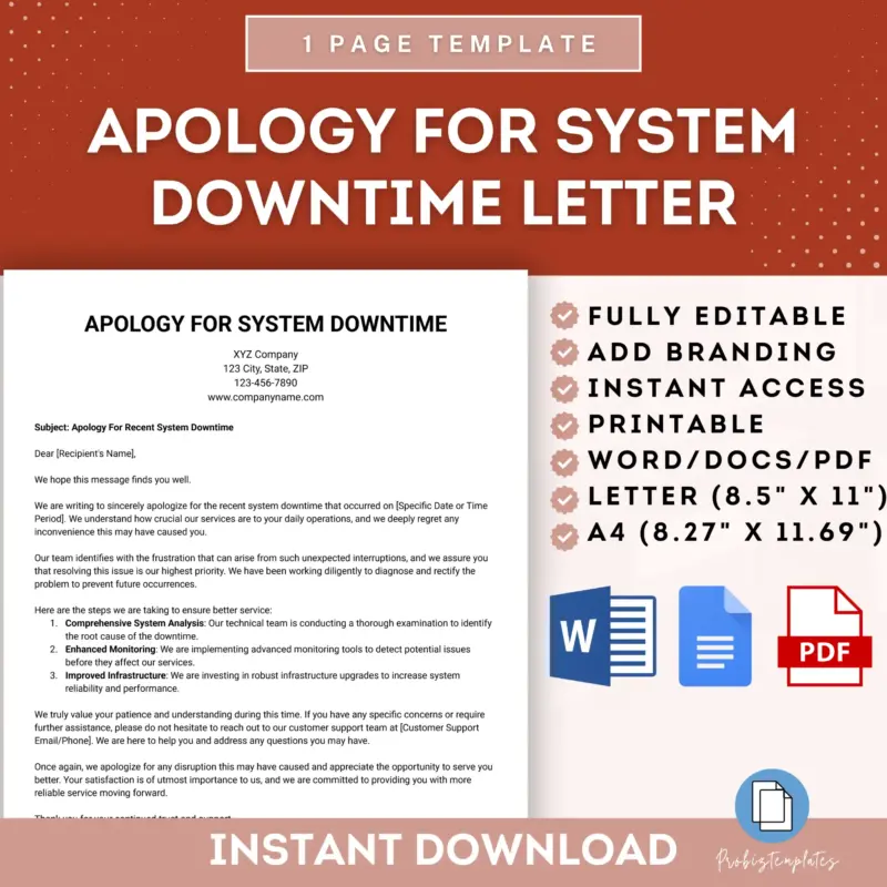 Apology For System Downtime Letter Template