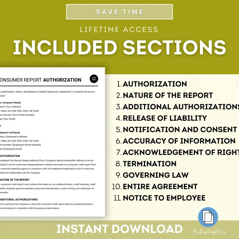 Consumer Report Authorization Agreement Template | ProBizTemplates