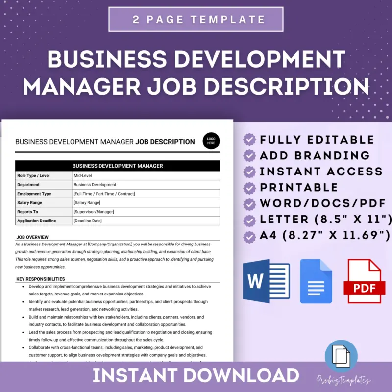 Business Development Manager Job Description Template