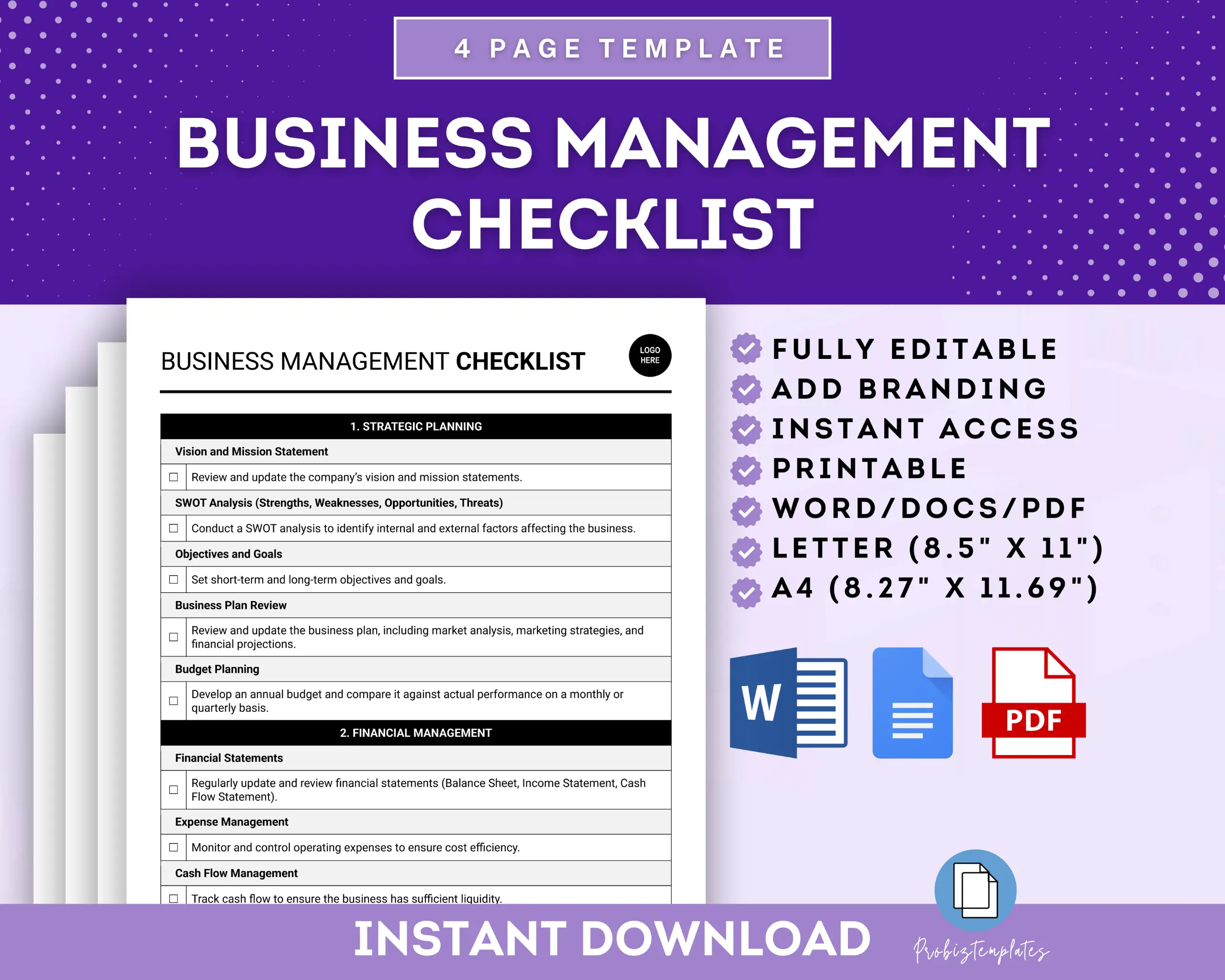 Business Management Checklist Template