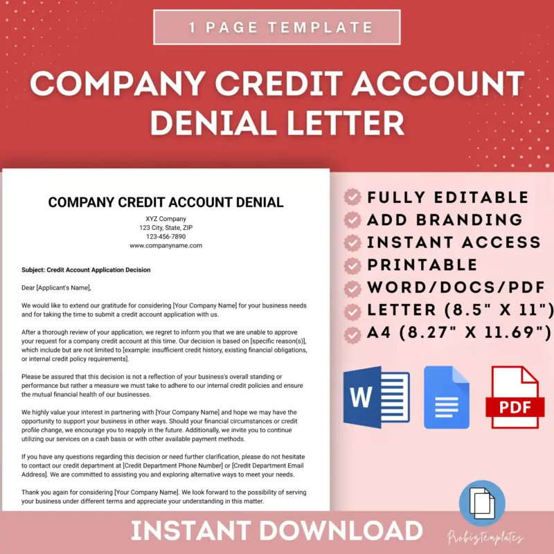 Company Credit Account Denial Letter Template