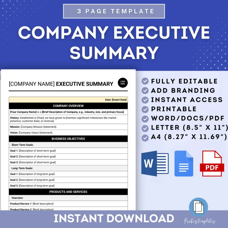 Company Executive Summary Template