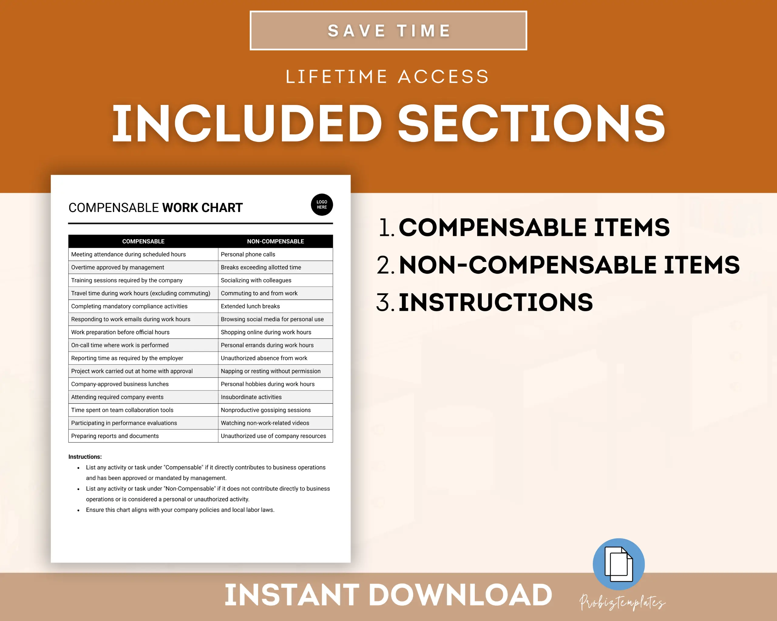 Compensable Work Chart Template - Image 2