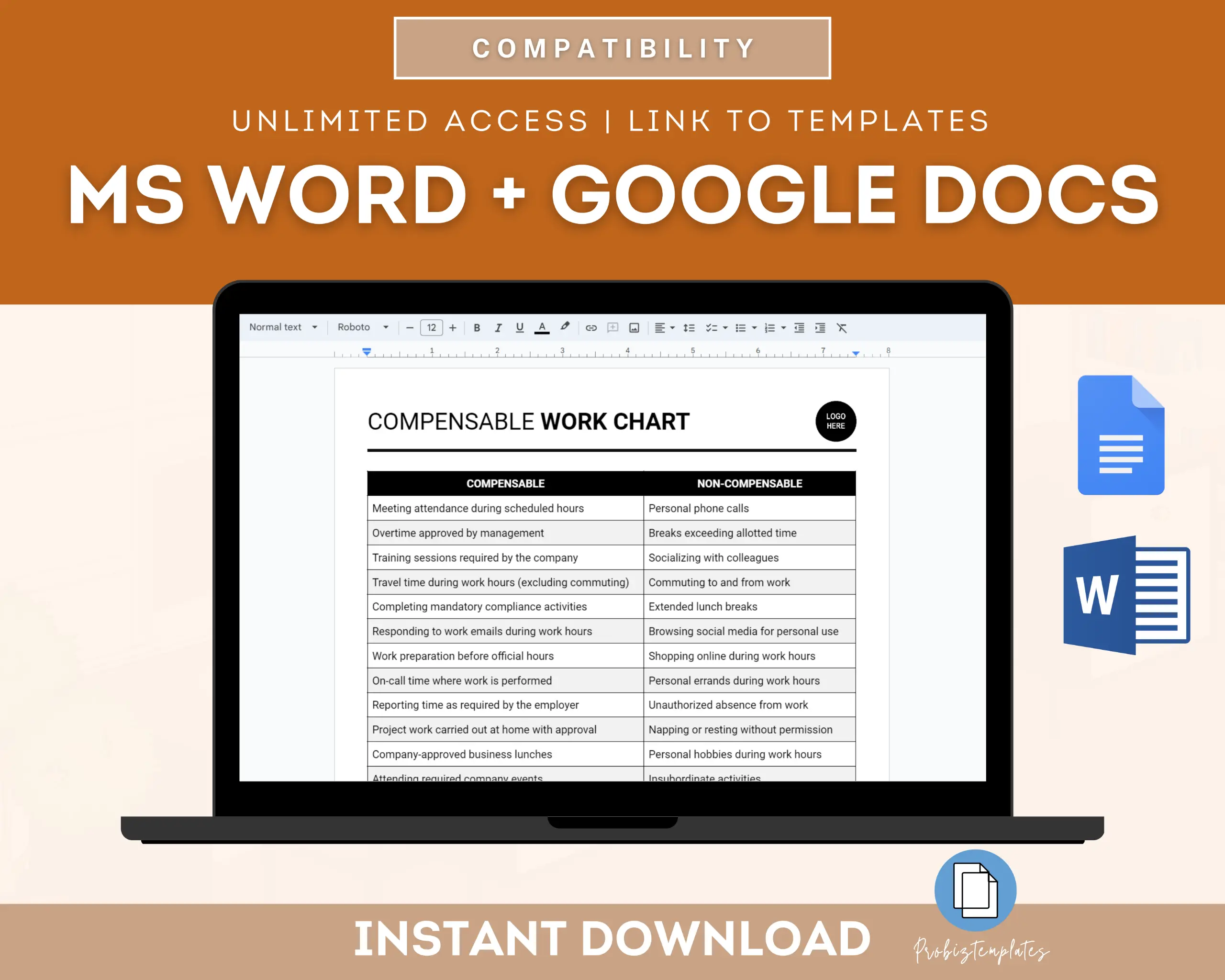 Compensable Work Chart Template - Image 3